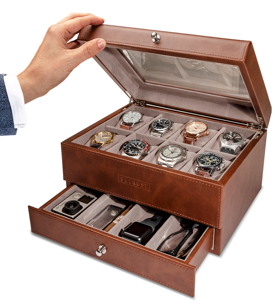Beerust Watch box organizer for men - Leather watch case - Luxury watch box  - For large mens wrist w…See more Beerust Watch box organizer for men 